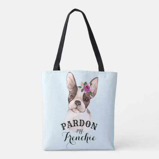Franse Bulldog Canvas tas - Blauw (Achterkant)