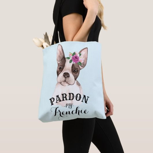 Franse Bulldog Canvas tas - Blauw (Dichtbij)