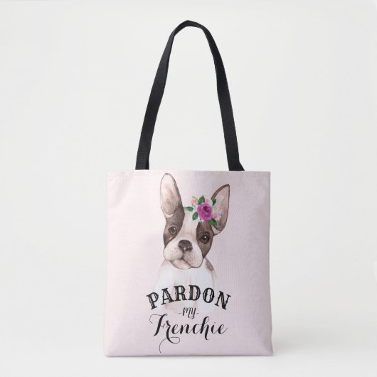 Franse Bulldog Canvas tas - Roze (Voorkant)