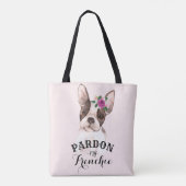 Franse Bulldog Canvas tas - Roze (Achterkant)