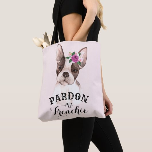 Franse Bulldog Canvas tas - Roze (Dichtbij)