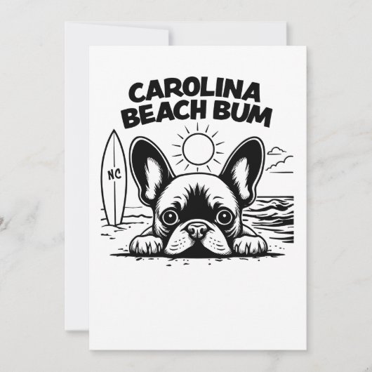 Franse Bulldog Carolina Beach Bum Kaart (Voorkant)