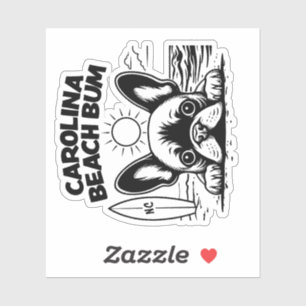 Franse Bulldog Carolina Beach Bum Sticker