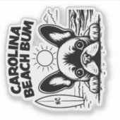 Franse Bulldog Carolina Beach Bum Sticker (Voorkant)
