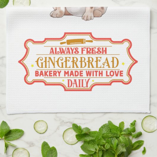 Franse Bulldog Chef Baking Gingerbread Theedoek (Gevouwen)