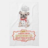Franse Bulldog Chef Baking Gingerbread Theedoek (Verticaal)