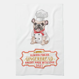 Franse Bulldog Chef Baking Gingerbread Theedoek