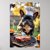 Franse Bulldog Chef Grills Diner Poster (Voorkant)