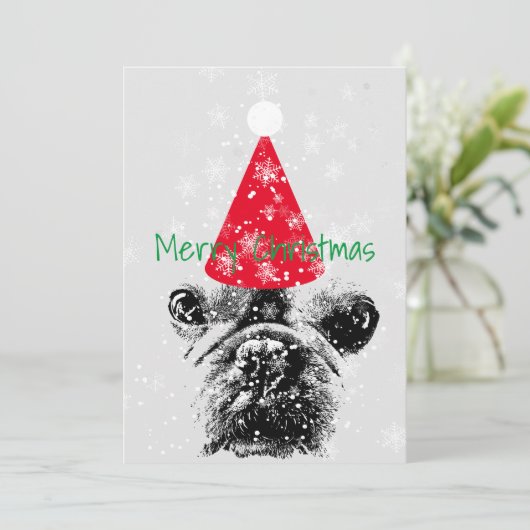 Franse Bulldog Christma Kaart (Staand voorkant)