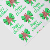 Franse Bulldog Christmas Dog & Green Bow White Tissuepapier (Detail)