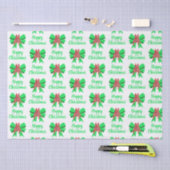 Franse Bulldog Christmas Dog & Green Bow White Tissuepapier (Craft)