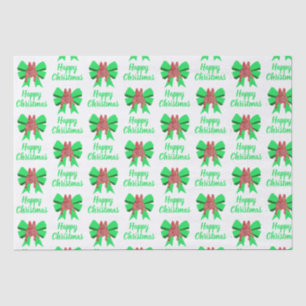 Franse Bulldog Christmas Dog & Green Bow White Tissuepapier