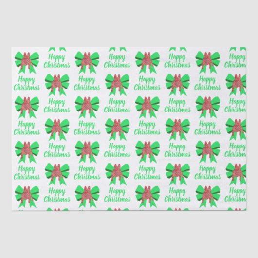 Franse Bulldog Christmas Dog & Green Bow White Tissuepapier (Voorkant)
