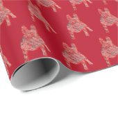 Franse Bulldog Christmas Dog Schattige Silhouette  Cadeaupapier (Rol Hoek)