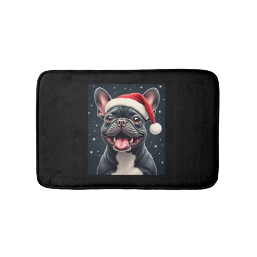 Franse Bulldog Christmas T-shirt met lange mouwen Badmat (Voorkant)