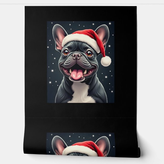 Franse Bulldog Christmas T-shirt met lange mouwen Behang (Afrollen)