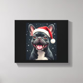 Franse Bulldog Christmas T-shirt met lange mouwen Canvas Afdruk (Voorkant)