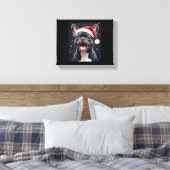 Franse Bulldog Christmas T-shirt met lange mouwen Canvas Afdruk (Insitu (Slaapkamer))