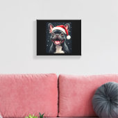 Franse Bulldog Christmas T-shirt met lange mouwen Canvas Afdruk (Insitu (Woonkamer))