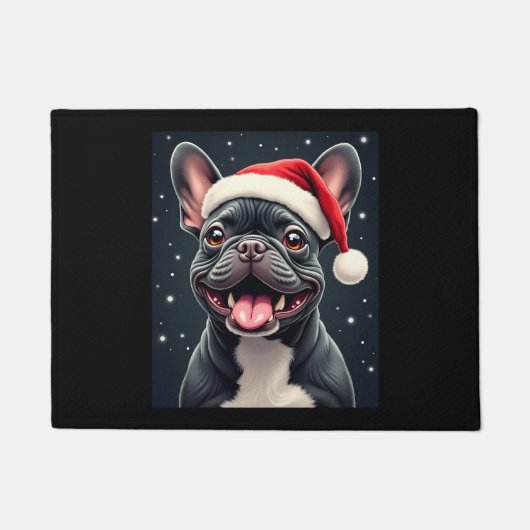 Franse Bulldog Christmas T-shirt met lange mouwen Deurmat (Voorkant)