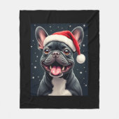 Franse Bulldog Christmas T-shirt met lange mouwen Fleece Deken (Voorkant)