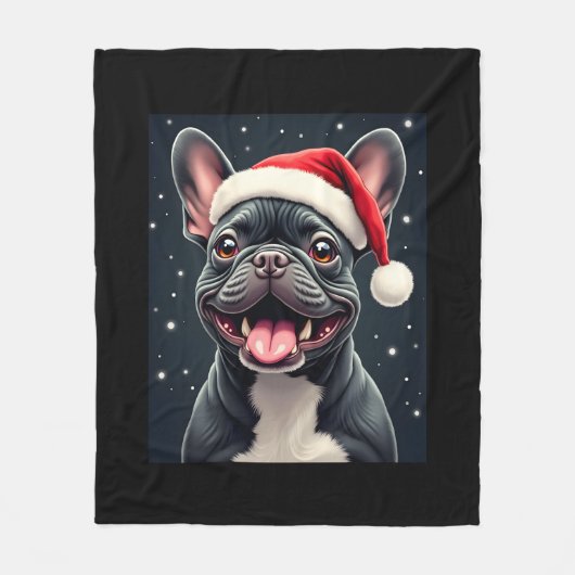 Franse Bulldog Christmas T-shirt met lange mouwen Fleece Deken (Voorkant)