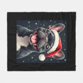 Franse Bulldog Christmas T-shirt met lange mouwen Fleece Deken (Voorkant (Horizontaal))
