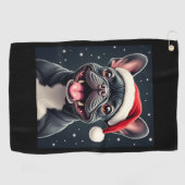 Franse Bulldog Christmas T-shirt met lange mouwen Golfhanddoek (Horizontaal)