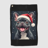 Franse Bulldog Christmas T-shirt met lange mouwen Golfhanddoek (Voorkant)
