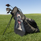 Franse Bulldog Christmas T-shirt met lange mouwen Golfhanddoek (Groen)