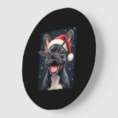 Franse Bulldog Christmas T-shirt met lange mouwen Grote Klok (Hoek)