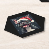 Franse Bulldog Christmas T-shirt met lange mouwen Kartonnen Onderzetters (Schuin)