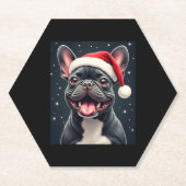 Franse Bulldog Christmas T-shirt met lange mouwen Kartonnen Onderzetters (Voorkant)