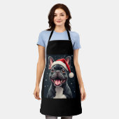 Franse Bulldog Christmas T-shirt met lange mouwen Schort (Gedragen)