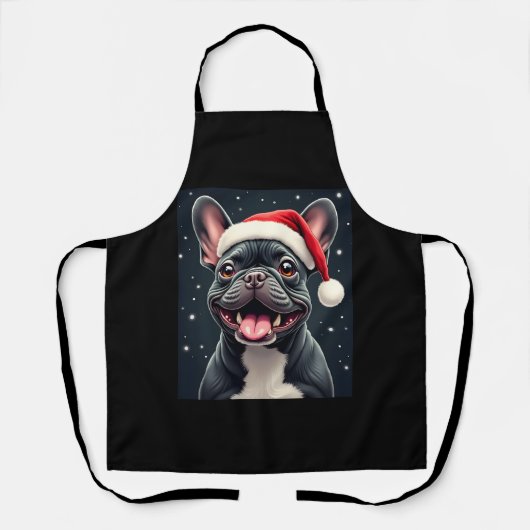 Franse Bulldog Christmas T-shirt met lange mouwen Schort (Voorkant)