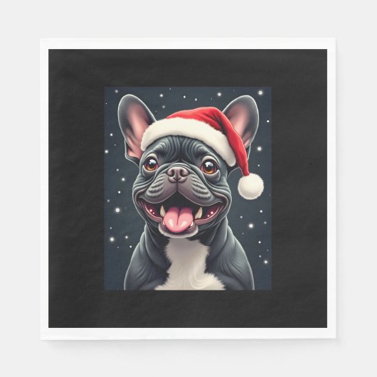 Franse Bulldog Christmas T-shirt met lange mouwen Servet (Voorkant)