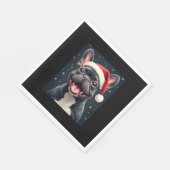 Franse Bulldog Christmas T-shirt met lange mouwen Servet (Hoek)