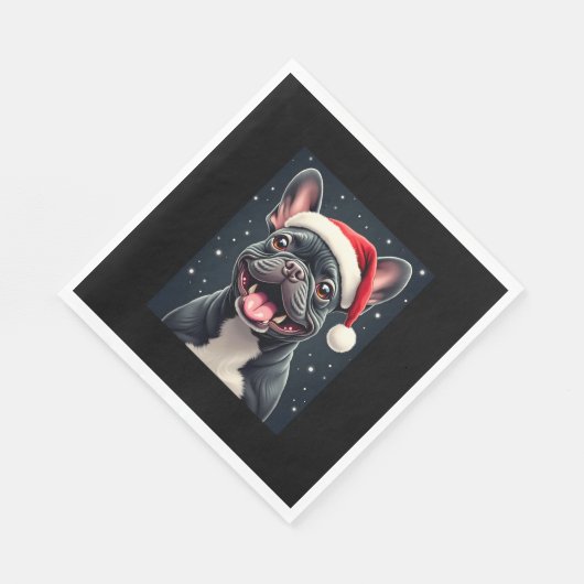 Franse Bulldog Christmas T-shirt met lange mouwen Servet (Hoek)