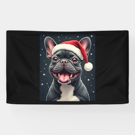 Franse Bulldog Christmas T-shirt met lange mouwen Spandoek (Horizontaal)