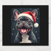 Franse Bulldog Christmas T-shirt met lange mouwen Sparkling Wijnetiket (Enkel label)