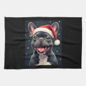 Franse Bulldog Christmas T-shirt met lange mouwen Theedoek (Horizontaal)