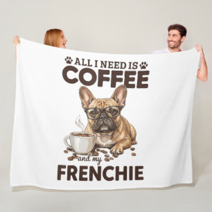 Franse Bulldog Coffee Frenchie Hond Fleece Deken