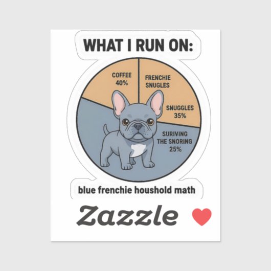 Franse Bulldog Coffee Knuffels Grappige Infographi Sticker (Vel)