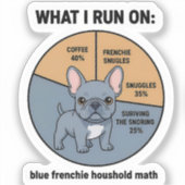 Franse Bulldog Coffee Knuffels Grappige Infographi Sticker (Voorkant)