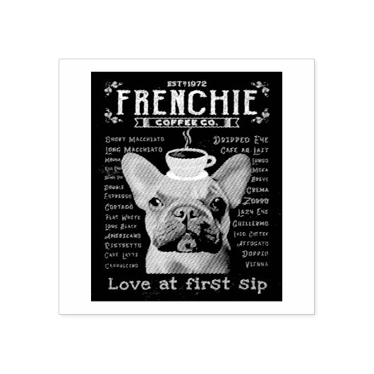 Franse Bulldog Coffee Rubberstempel (Afrduk)