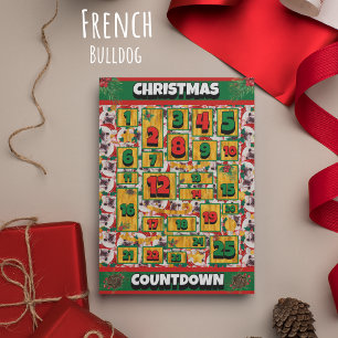 Franse Bulldog Countdown Kerst Adventkalender Feestdagenkaart