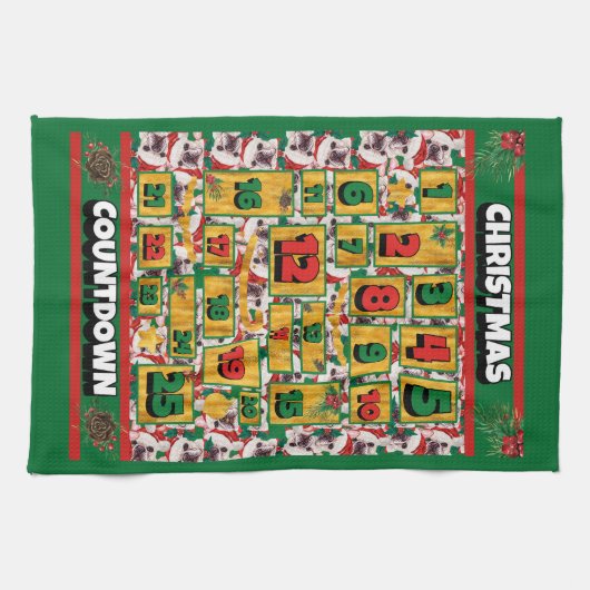 Franse Bulldog Counterdown-kerstrecorder Theedoek (Horizontaal)