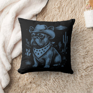 Franse Bulldog Cowboy UFO Cowboy Dog Kussen