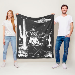 Franse Bulldog Cowboy UFO Fleece Deken
