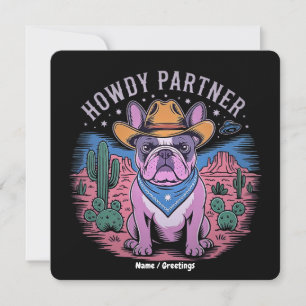 Franse Bulldog Cowboy UFO Grappig Western Kaart